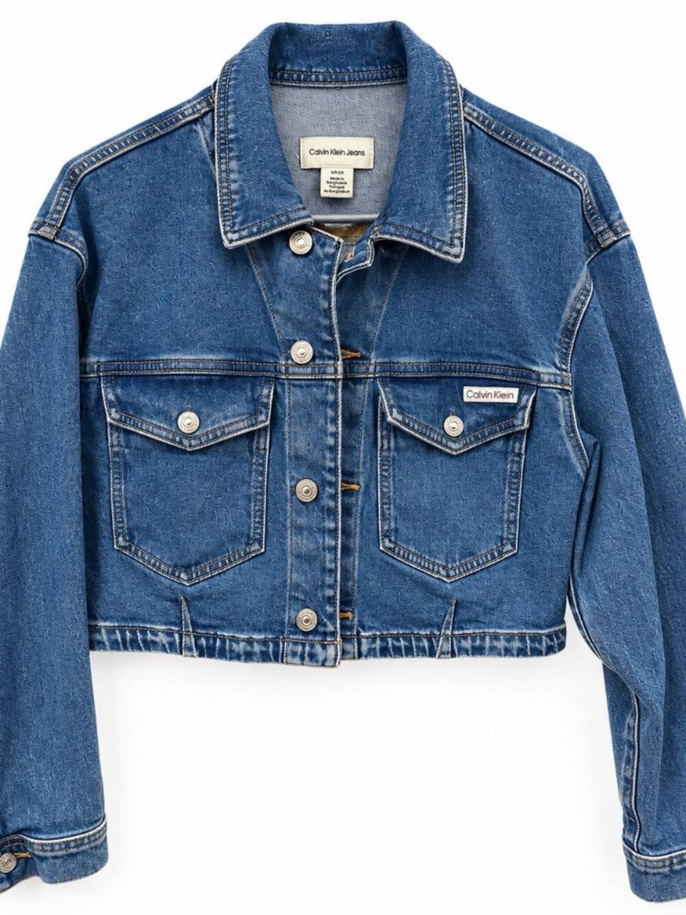 Calvin Klein Jeans Cropped Denim Jacket Blue Size S